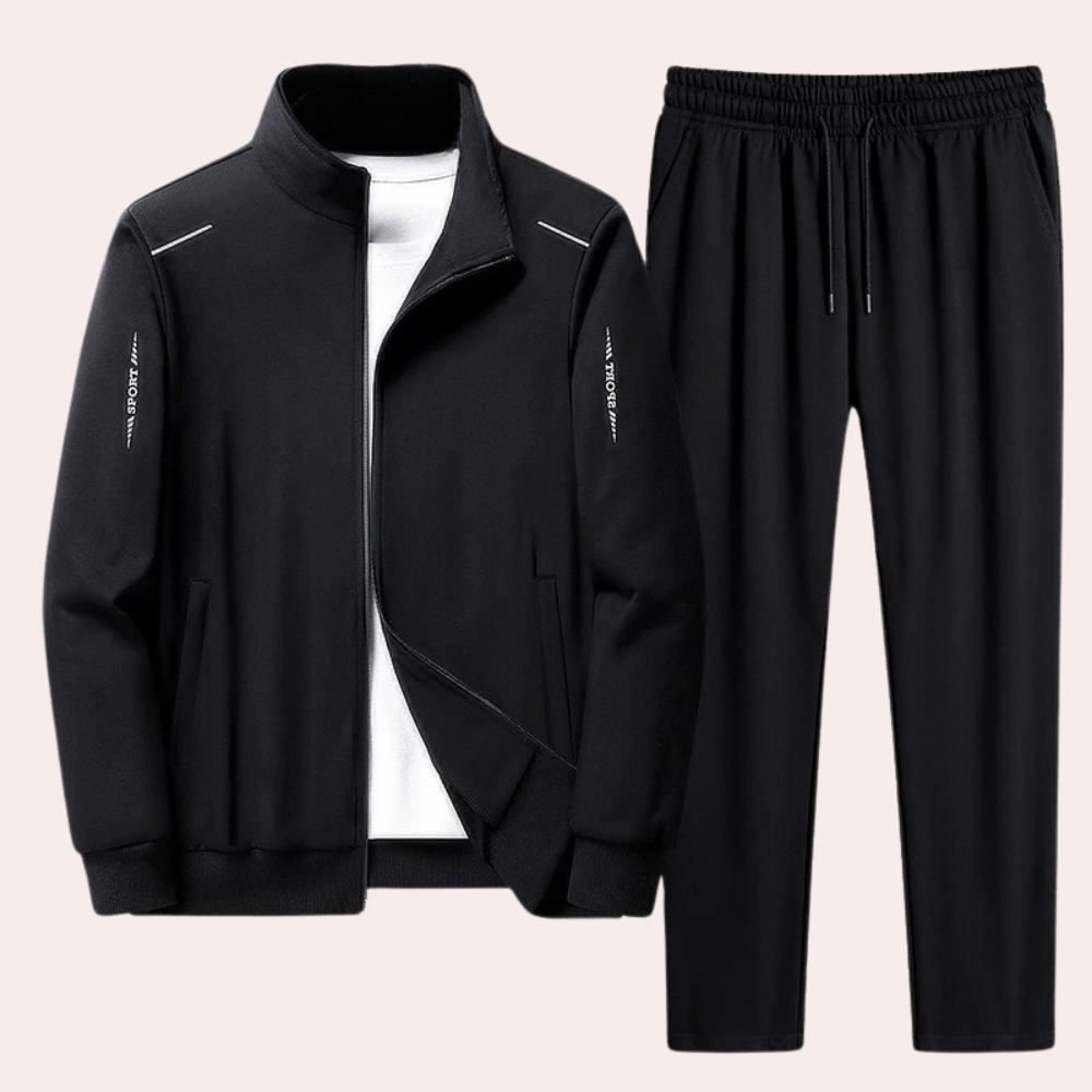 Comfortable Men's Tracksuit - Zenith-Black-M-Nora Luxe
