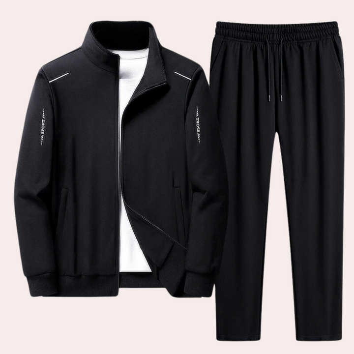 Comfortable Men's Tracksuit - Zenith-Black-M-Nora Luxe