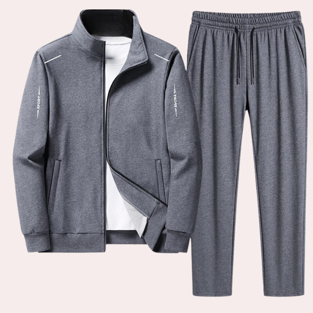 Comfortable Men's Tracksuit - Zenith-Gray-M-Nora Luxe
