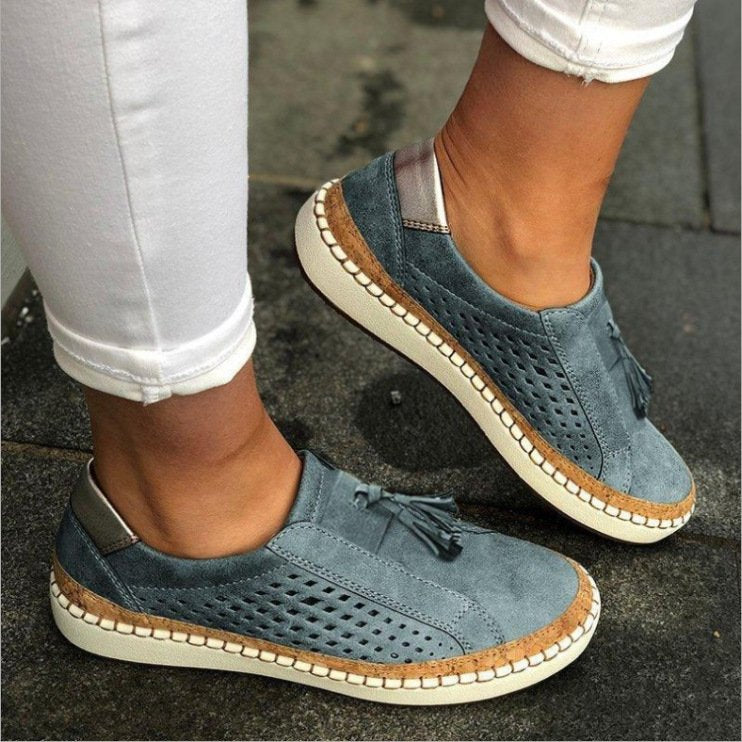 Comfortable Orthopaedic Ladies Summer Shoes - Livia-Blue-4.5-The Livary