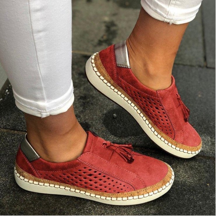 Comfortable Orthopaedic Ladies Summer Shoes - Livia-Red-4.5-The Livary
