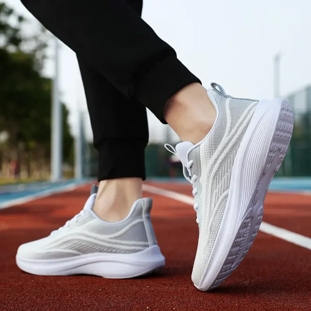 Comfortable Orthopaedic Sneakers - AeroStride-2.5-White-Grey-Nora Luxe