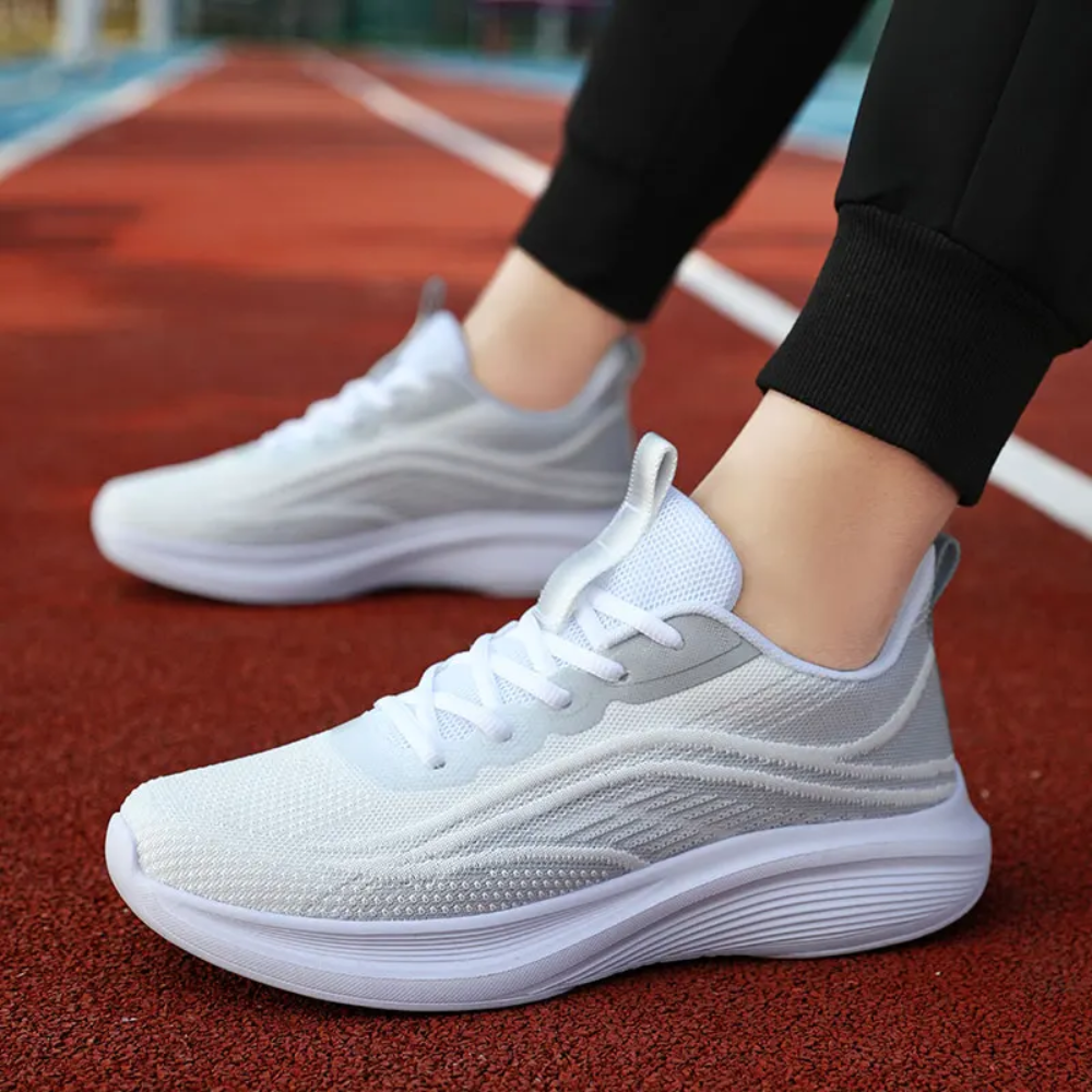 Comfortable Orthopaedic Sneakers - AeroStride-2.5-White-Grey-Nora Luxe