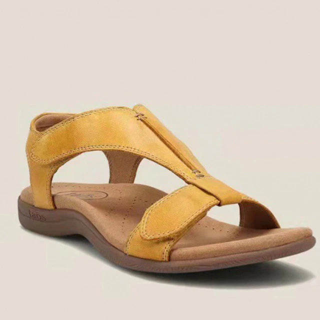 Comfortable & Orthopaedically Shaped Women's Sandals with Support – Amira-Yellow-4-Nora Luxe