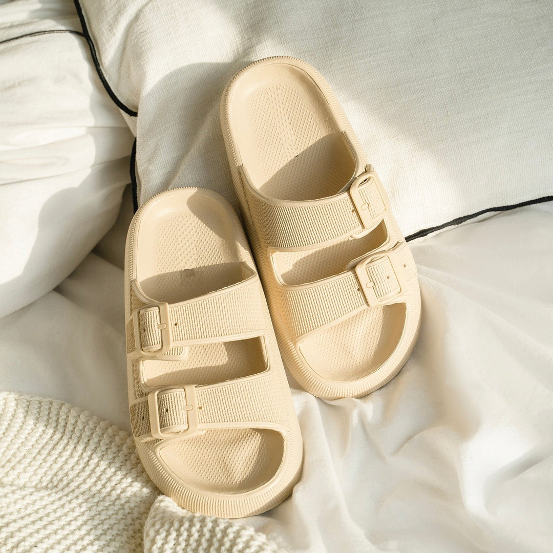 Comfortable pillow slides with a soft sole – Livia-Beige-4/4.5-Nora Luxe