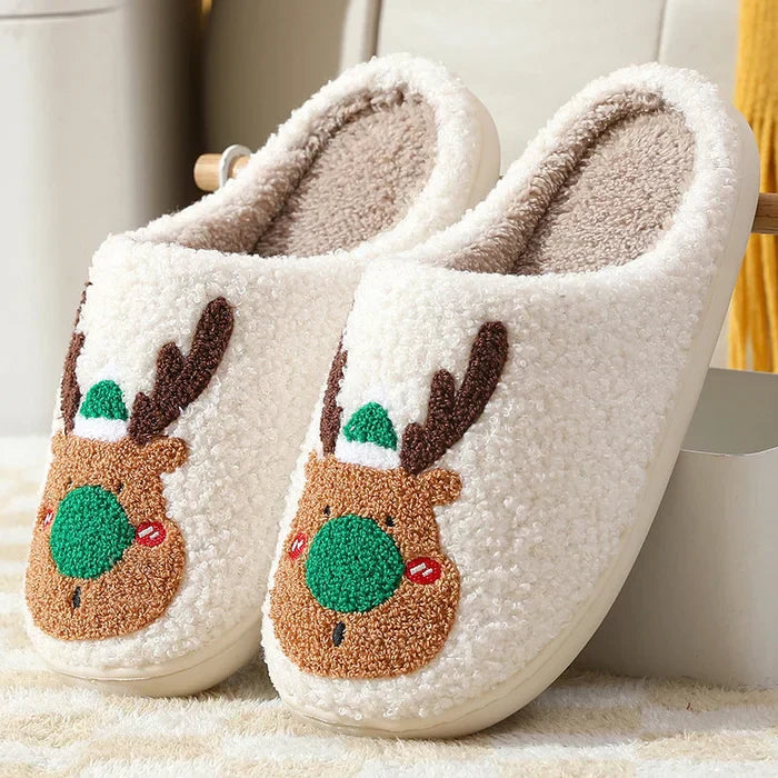 Comfortable Reindeer Slippers - ReinDeerFeet-Green-4.5 - 5.5-Nora Luxe