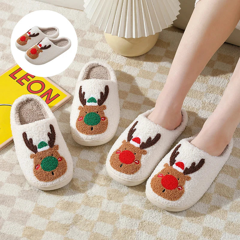 Comfortable Reindeer Slippers - ReinDeerFeet-Red-4.5 - 5.5-Nora Luxe