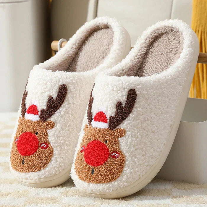 Comfortable Reindeer Slippers - ReinDeerFeet-Red-4.5 - 5.5-Nora Luxe