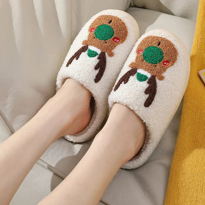 Comfortable Reindeer Slippers - ReinDeerFeet-Red-4.5 - 5.5-Nora Luxe