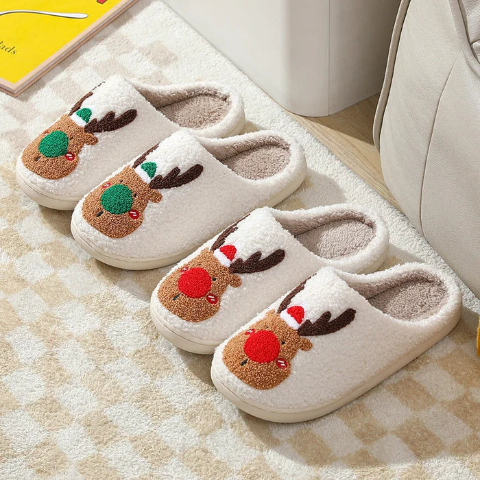Comfortable Reindeer Slippers - ReinDeerFeet-Red-4.5 - 5.5-Nora Luxe