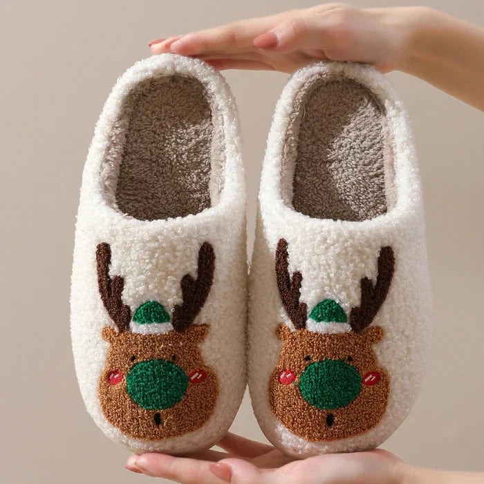 Comfortable Reindeer Slippers - ReinDeerFeet-Red-4.5 - 5.5-Nora Luxe