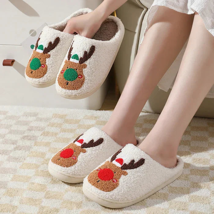 Comfortable Reindeer Slippers - ReinDeerFeet-Red-4.5 - 5.5-Nora Luxe