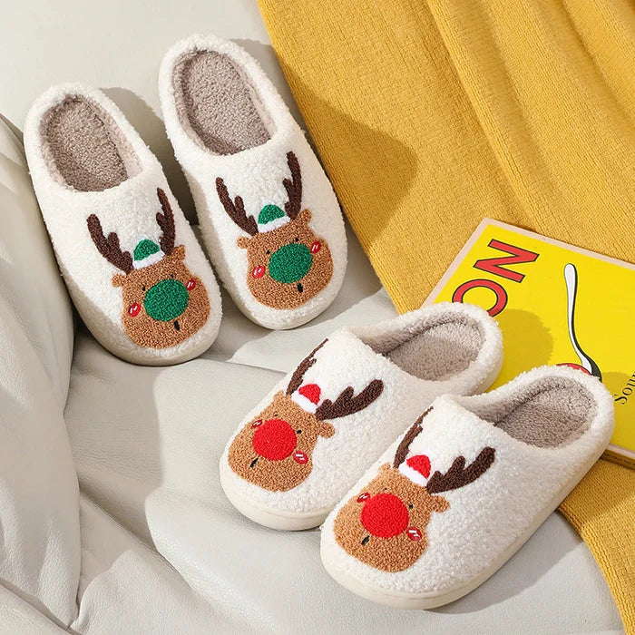 Comfortable Reindeer Slippers - ReinDeerFeet-Red-4.5 - 5.5-Nora Luxe