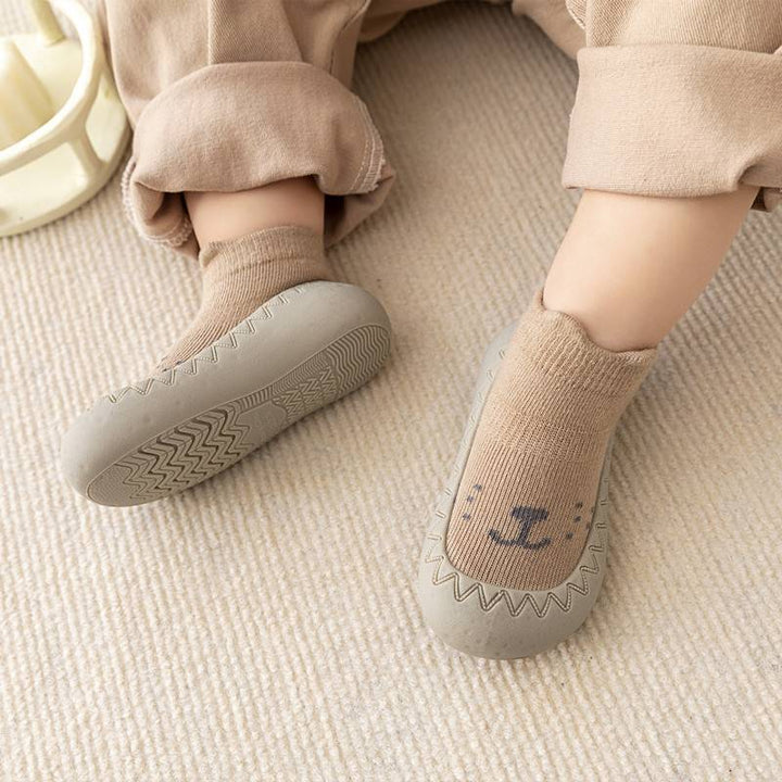 Comfortable Slip-On Children's Socks Shoes - HappySteps-Light Brown-3-Nora Luxe