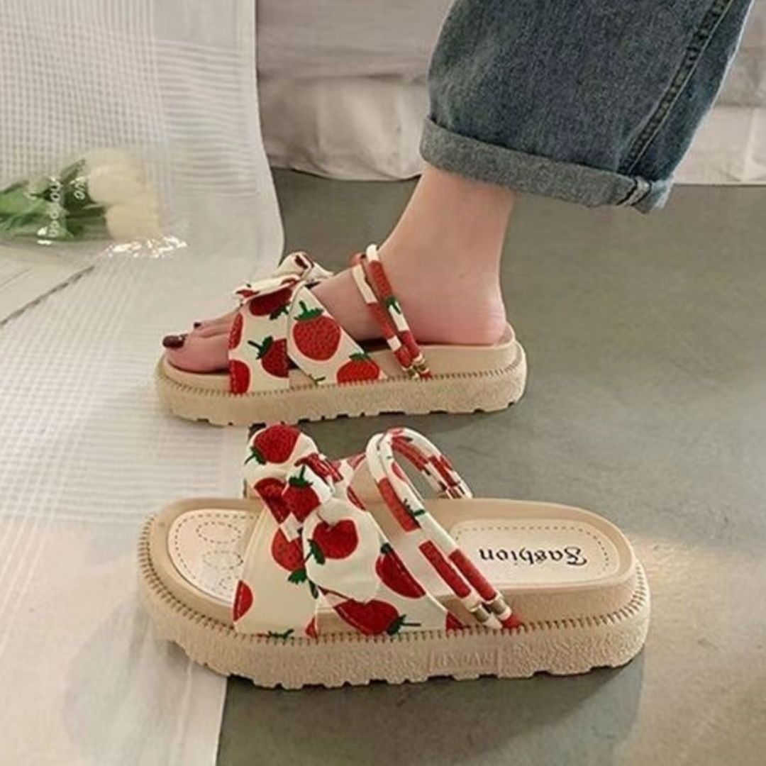 Comfortable summer sandals for women – Liana-Strawberry-3-Nora Luxe