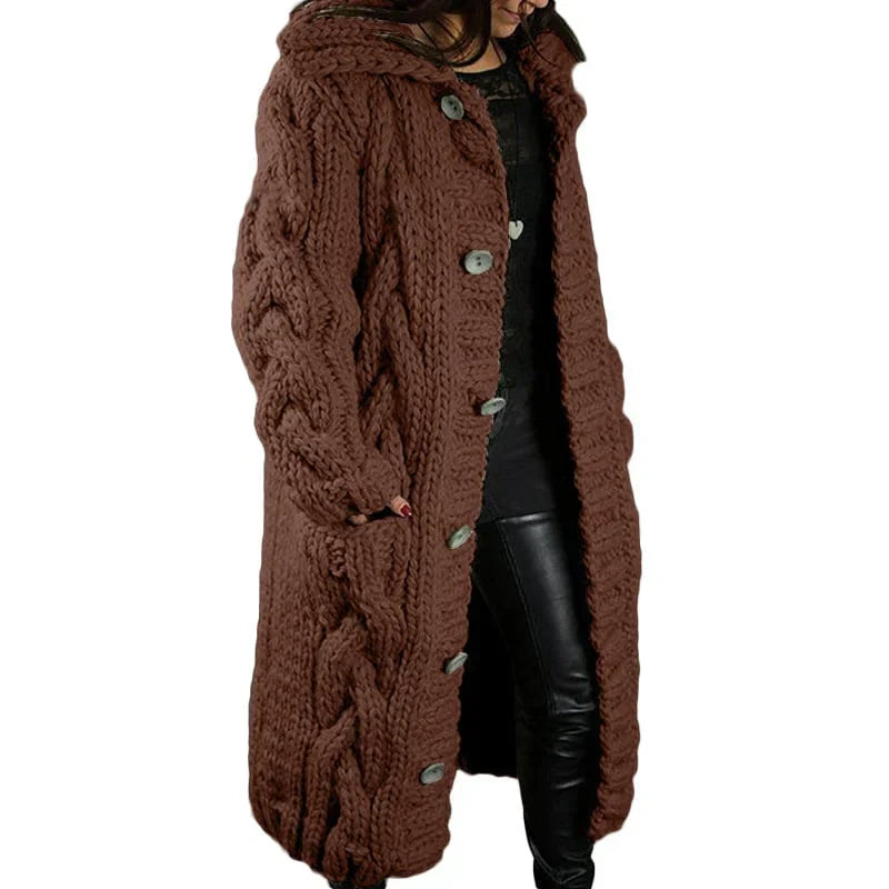 Comfortable Thick Knitted Cardigan - Emma-Brown-S-Nora Luxe