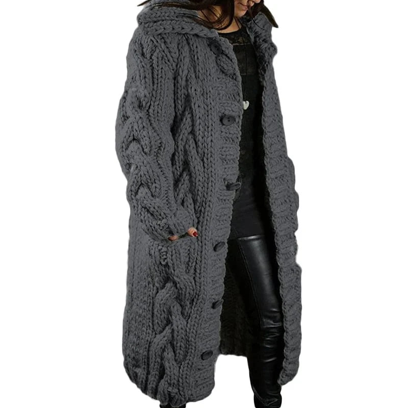 Comfortable Thick Knitted Cardigan - Emma-Dark Gray-S-Nora Luxe