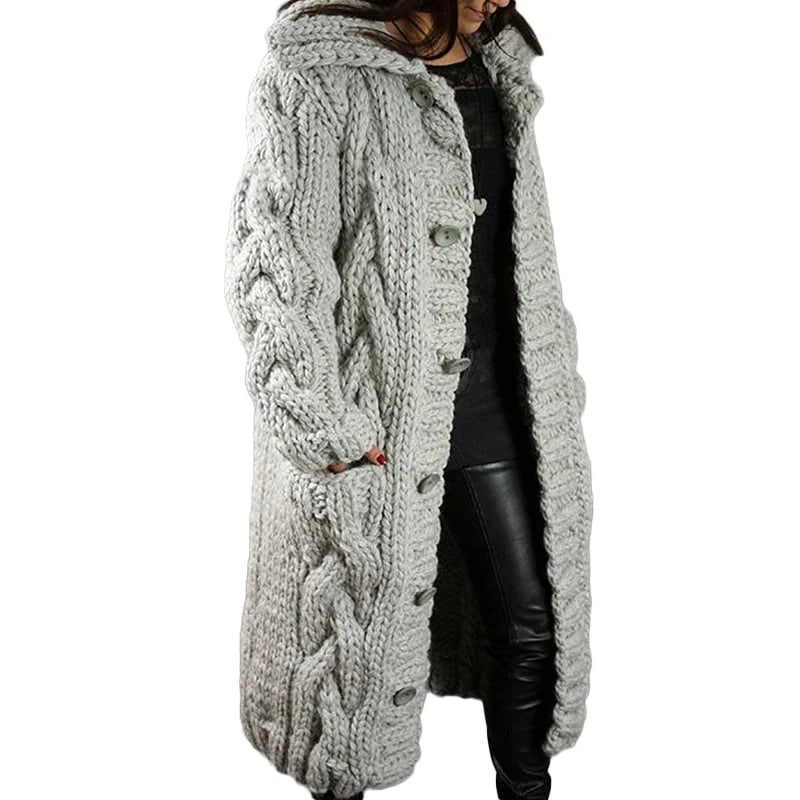 Comfortable Thick Knitted Cardigan - Emma-Light Gray-S-Nora Luxe