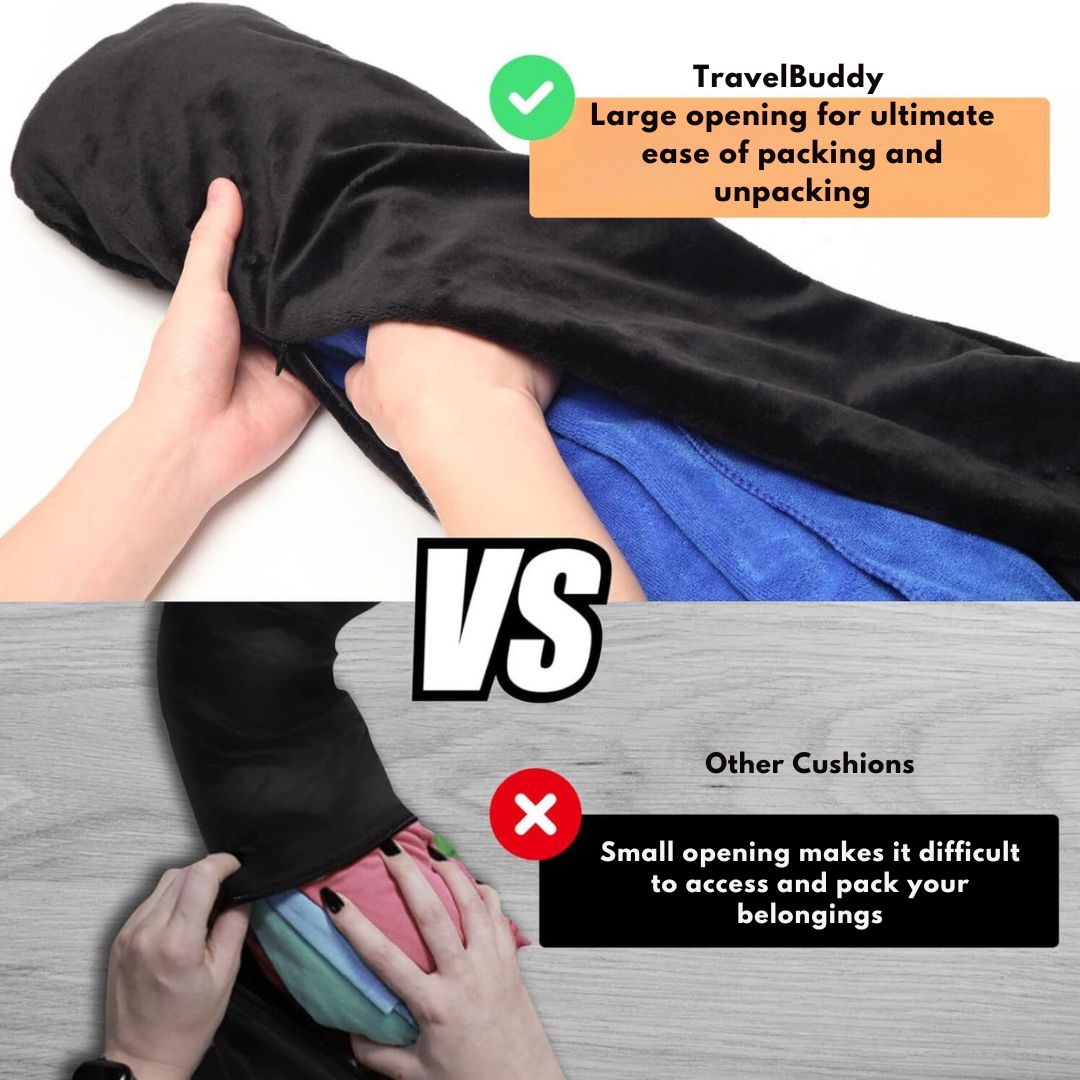 Comfortable Travel Pillow and Extra Luggage Space in One - TravelMate™-Black-Nora Luxe