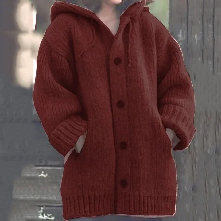 Comfortable Warm Women's Cardigan - Sophie-Red-S-Nora Luxe