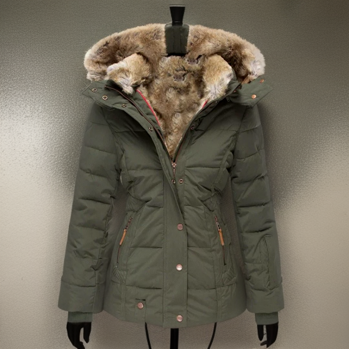Comfortable Warm Women's Winter Coat - Elodie-Green-S-Nora Luxe