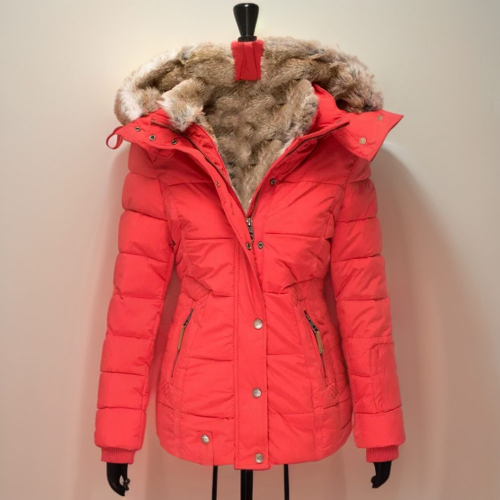 Comfortable Warm Women's Winter Coat - Elodie-Red-S-Nora Luxe