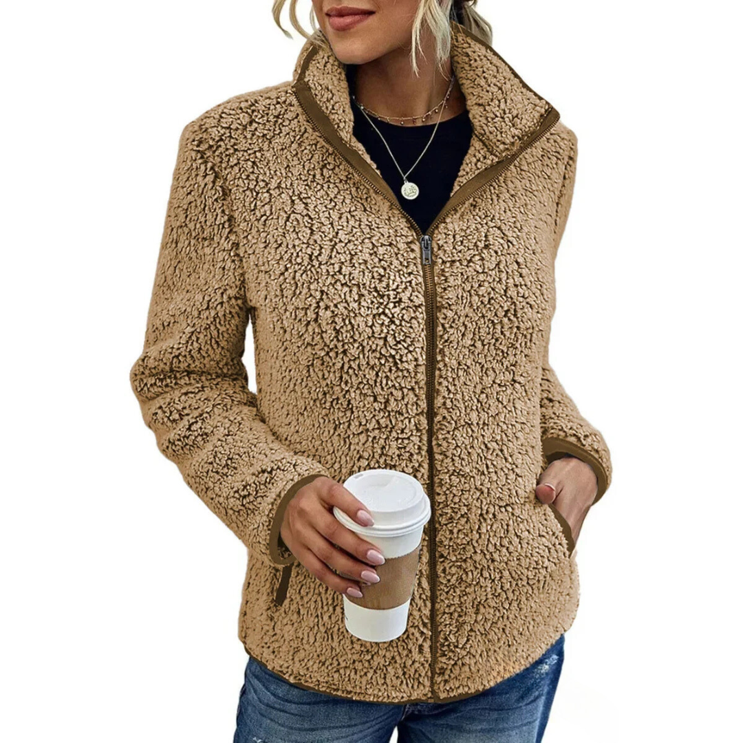 Comfortable Women's Fleece Vest - Petra-Khaki-S-Nora Luxe