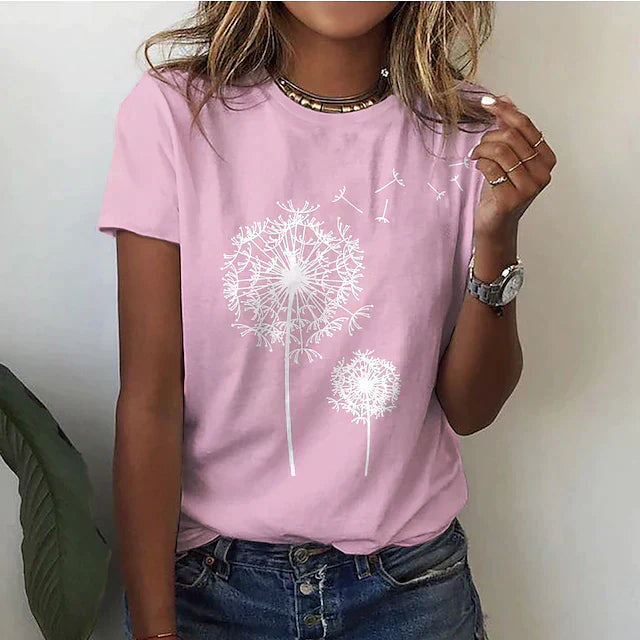 Comfortable women's t-shirt with round neck & soft fabric – Rhea-Pink-2XS-Nora Luxe