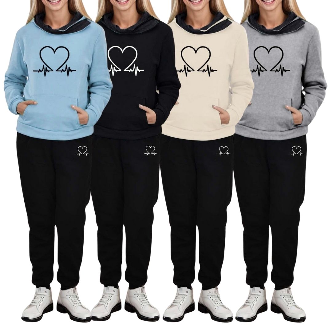 COMFORTABLE WOMEN'S TWO-PIECE TRACKSUIT - WARMFLEX™-Black-S-Nora Luxe