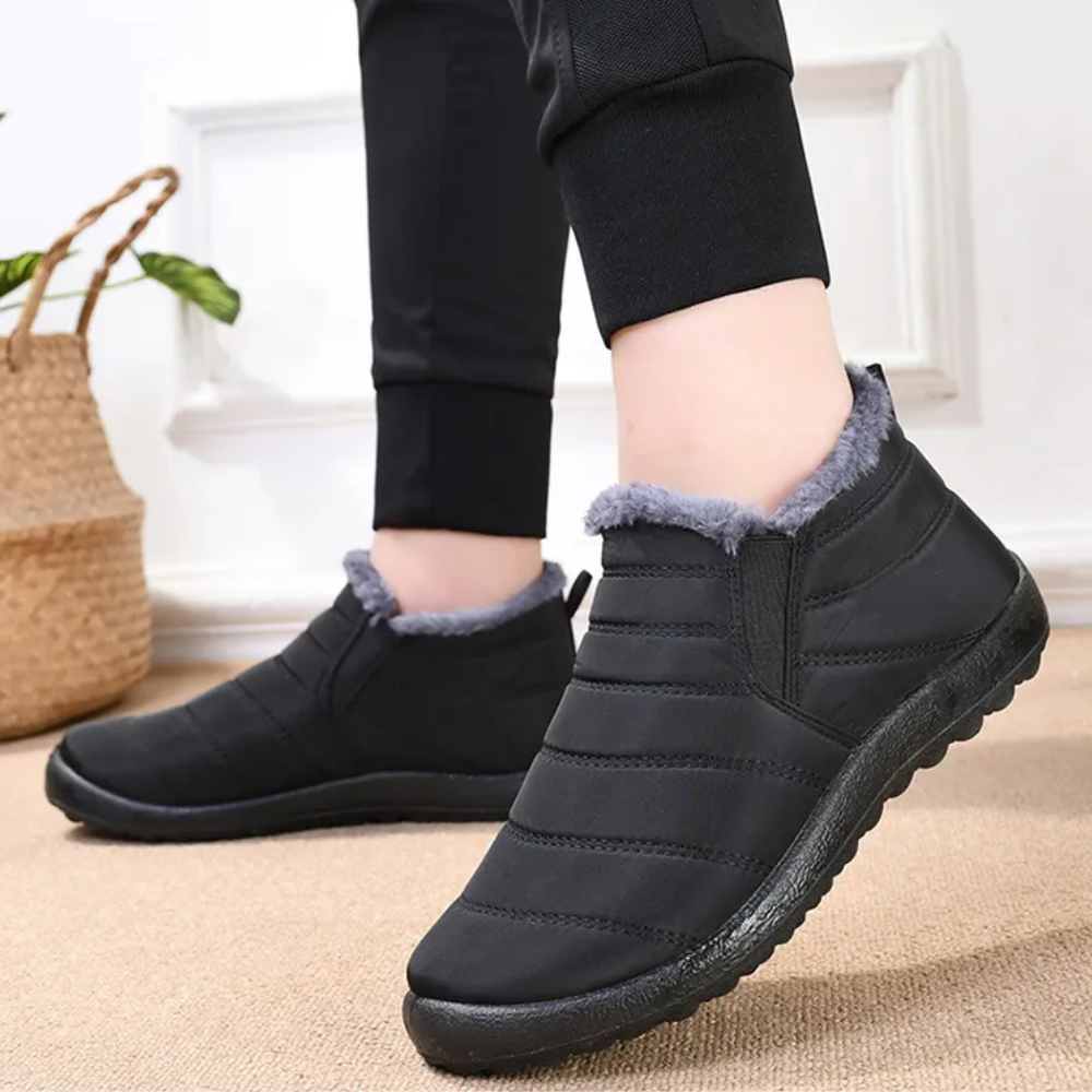 Comfy Fleece Ankle Boots - Elise-Black-3.0-Nora Luxe