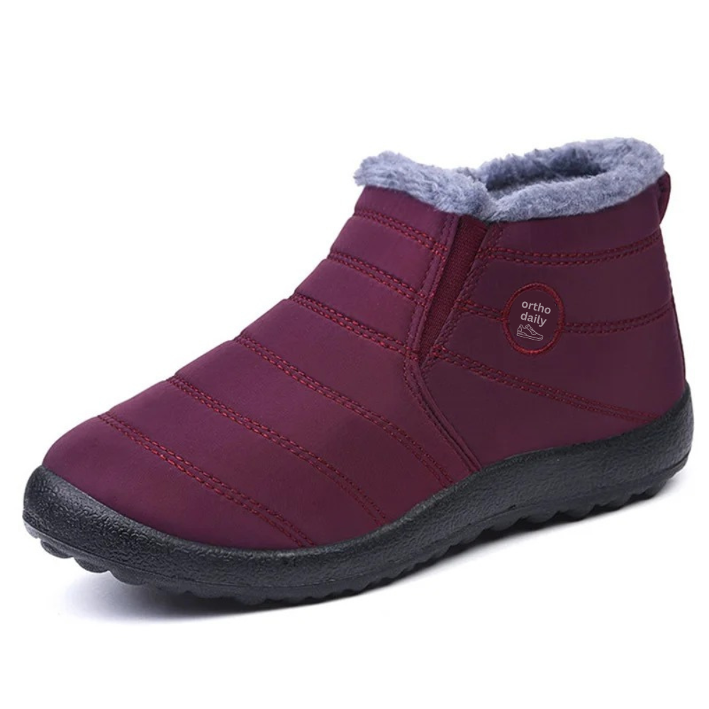 Comfy Fleece Ankle Boots - Elise-Wine Red-3.0-Nora Luxe
