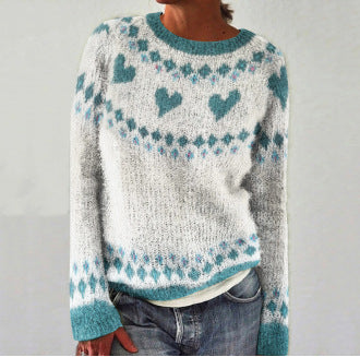 Comfy Jumper with Heart Print - Amelise-S-Nora Luxe