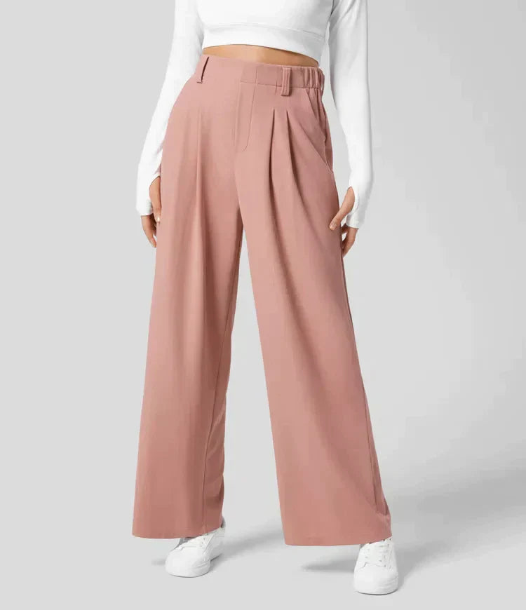 Comfy Ladies Trousers with Wide Legs - Amara-Chic Pink-XS-Nora Luxe
