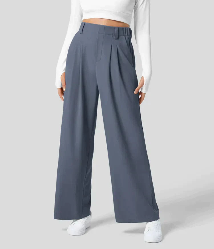 Comfy Ladies Trousers with Wide Legs - Amara-Trendy Blue-XS-Nora Luxe
