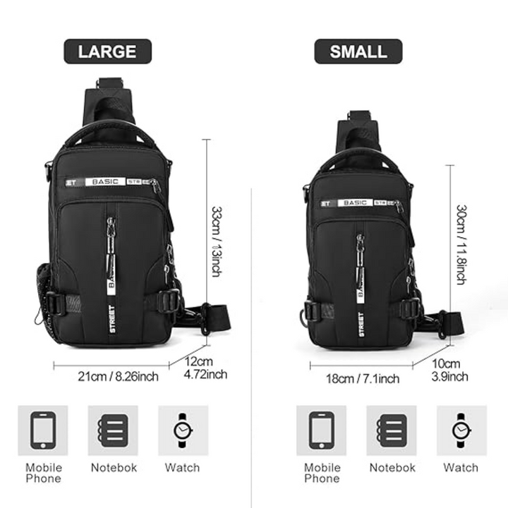 Compact Crossbody Sling Backpack - UrbanLite-Black Small-Nora Luxe