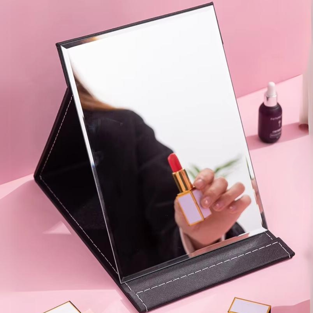 Compact Make-up Mirror with Stand-Black-Nora Luxe