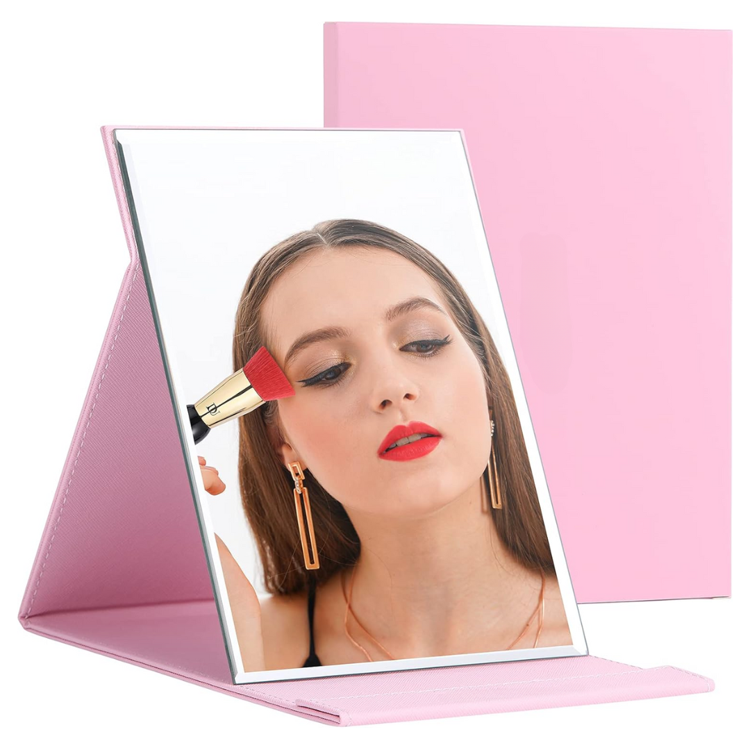 Compact Make-up Mirror with Stand-Pink-Nora Luxe