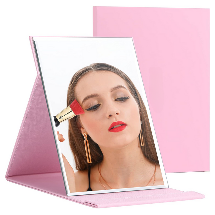 Compact Make-up Mirror with Stand-Pink-Nora Luxe