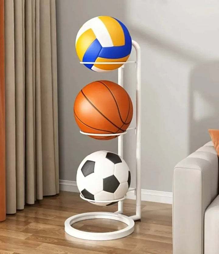 Compact Storage Rack for Sports Balls and Accessories - BallRack Pro-3 Balls-White-Nora Luxe