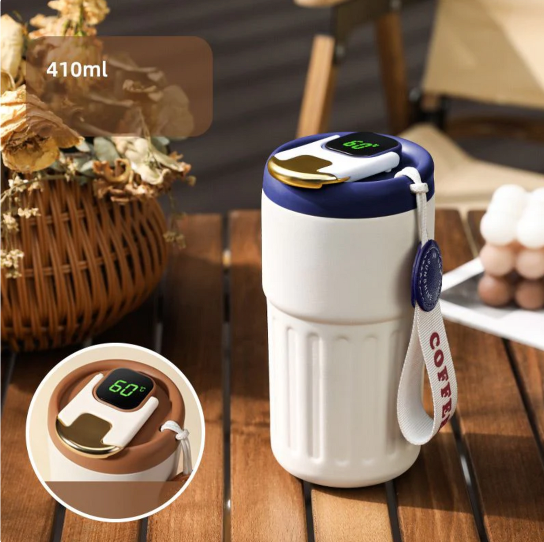 Compact Thermos Mug - ThermoSip-White Blue-Nora Luxe