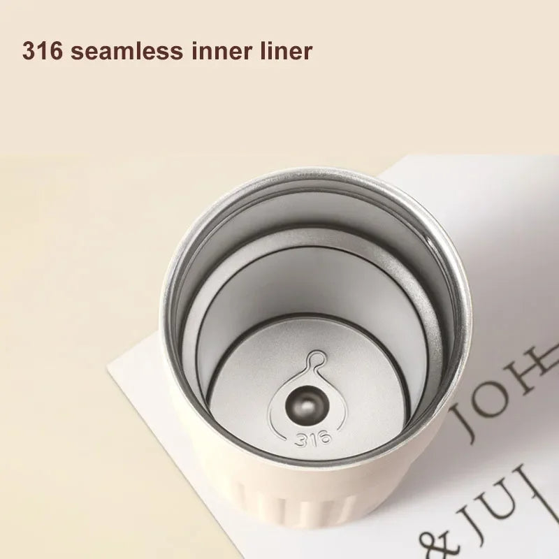Compact Thermos Mug - ThermoSip-White Brown-Nora Luxe