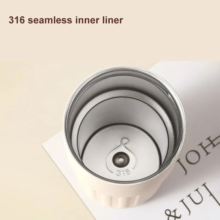 Compact Thermos Mug - ThermoSip-White Brown-Nora Luxe