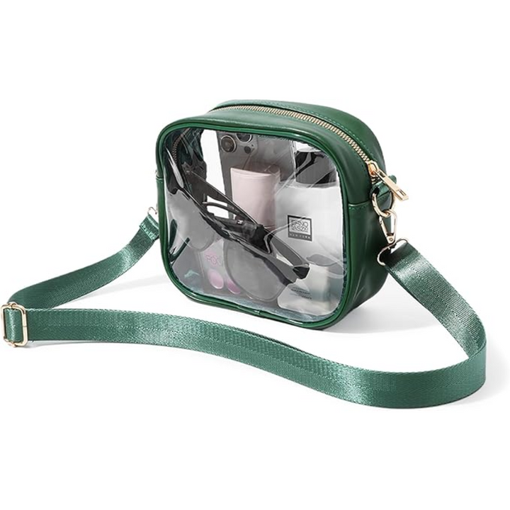 Compact Transparent Crossbody Bag - VisiBag-Dark Green-Nora Luxe