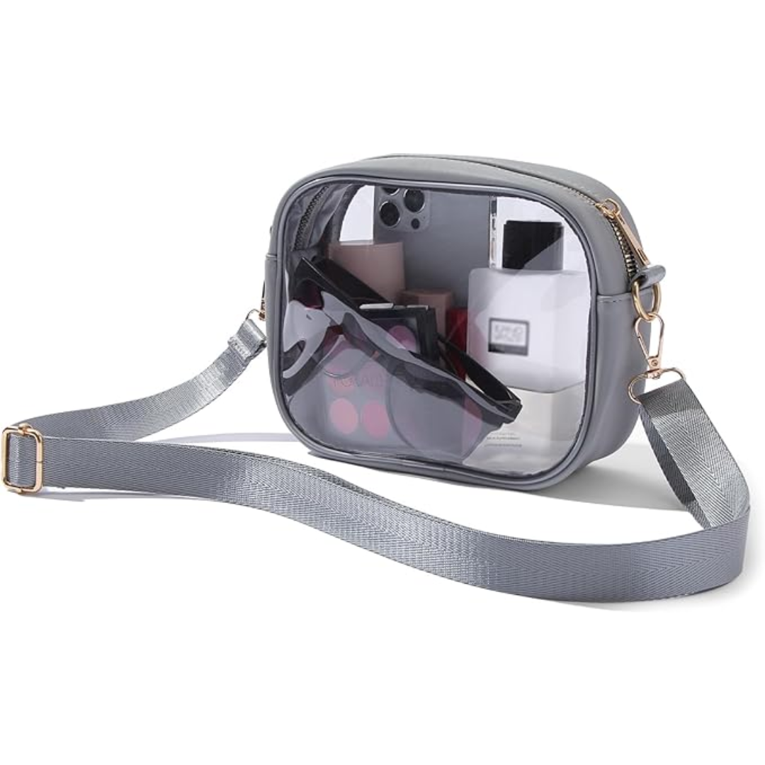 Compact Transparent Crossbody Bag - VisiBag-Gray-Nora Luxe
