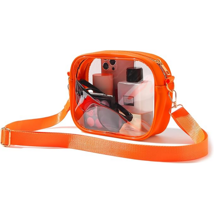 Compact Transparent Crossbody Bag - VisiBag-Orange-Nora Luxe