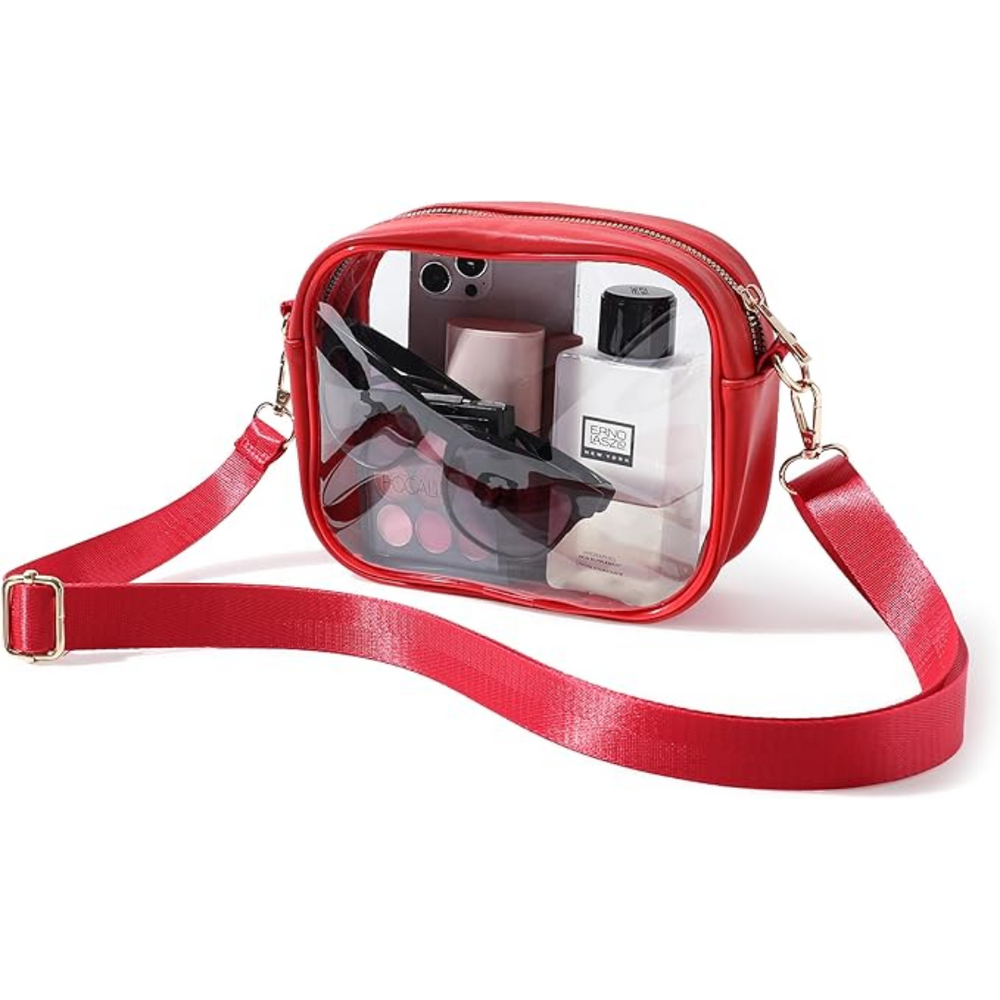 Compact Transparent Crossbody Bag - VisiBag-Red-Nora Luxe