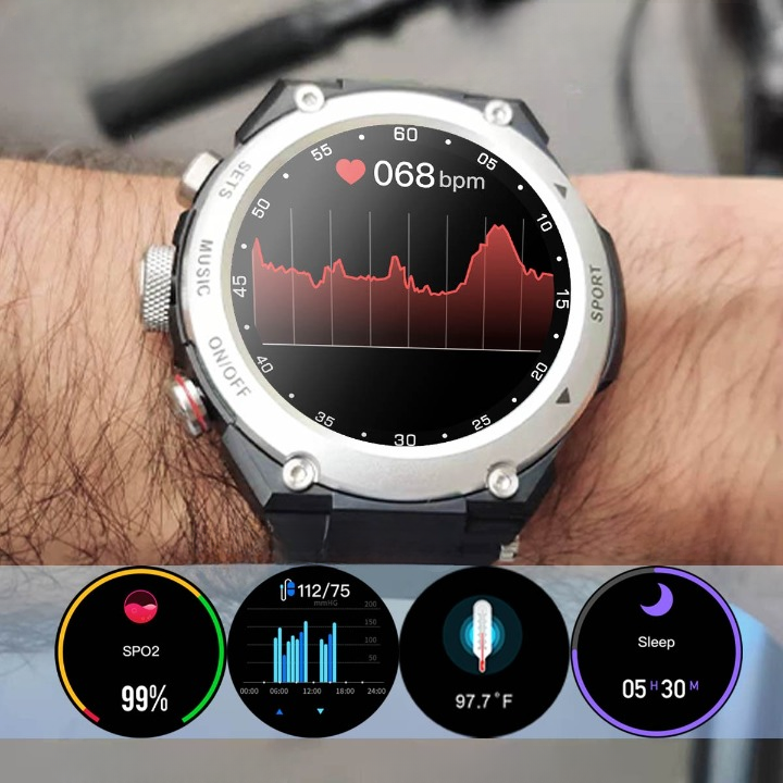 Complete Smartwatch with Integrated Wireless Earbuds - AlphaX-Black-Nora Luxe