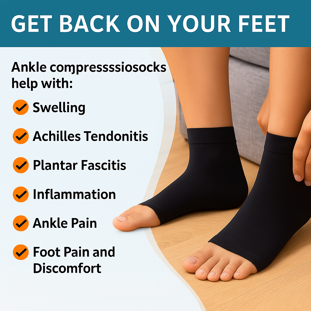 Compression Ankle Socks for Neuropathy - AnkleSupport Pro-Black and White-M (2-9) - see size chart-Nora Luxe