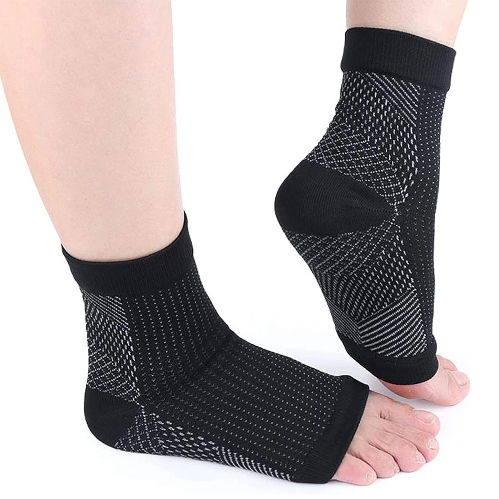 Compression Ankle Socks for Neuropathy - AnkleSupport Pro-Black and White-M (2-9) - see size chart-Nora Luxe