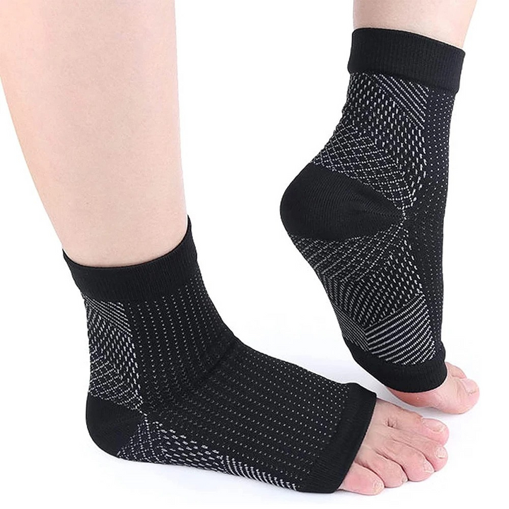 Compression Ankle Socks for Neuropathy - AnkleSupport Pro-Black and White-M (2-9) - see size chart-Nora Luxe